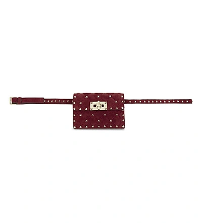 Valentino Garavani Quilted Tiny Suede Cross-body Bag In Rubino