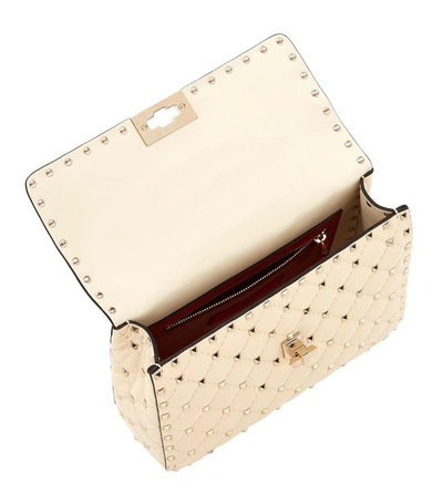 Shop Valentino Medium Rockstud Spike Shoulder Bag In Ivory