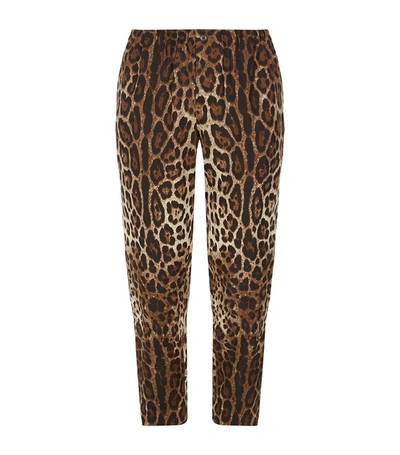 Shop Dolce & Gabbana Leopard Print Linen Trousers In Brown