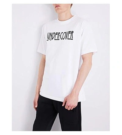 Shop Undercover Logo Cotton T-shirt In White
