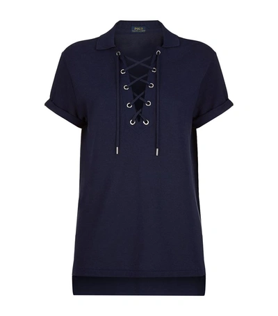 Polo Ralph Lauren Lace Front Polo Shirt In Navy