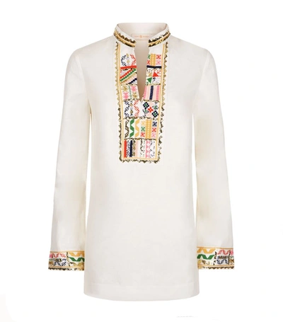 Shop Tory Burch Embellished Tunic In Ivory