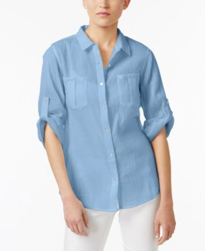 Calvin Klein Utility Shirt In Chambray Blue