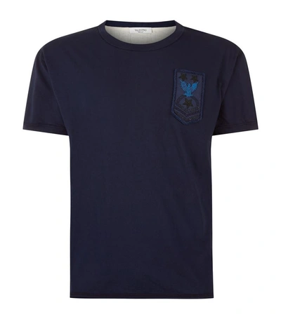 Shop Valentino Army Patch T-shirt In Blue