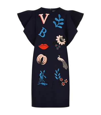 Victoria Victoria Beckham Embroidered Flounce Sleeve Shift Dress In Multi