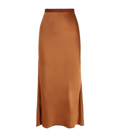 Helmut Lang Satin Slip Skirt In Brown