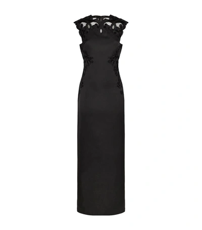 Ted Baker Ellil Embroidered Open Back Maxi Dress In Black
