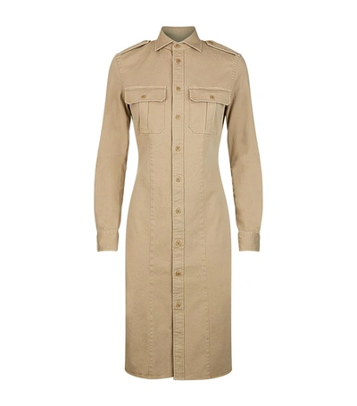 Polo Ralph Lauren Safari Shirt Midi Dress In Brown