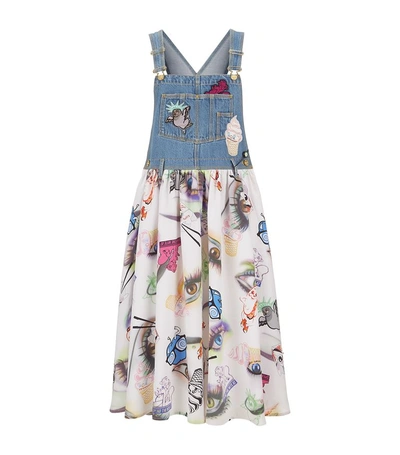 Shop Kenzo Patches Dungaree Dress In Blue