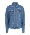 FORTE COUTURE Love Embroidered Distressed Denim Jacket