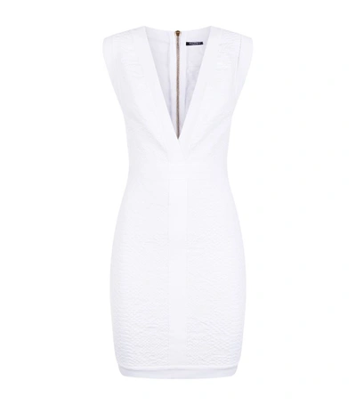 Shop Balmain Fitted Knit Dress In White