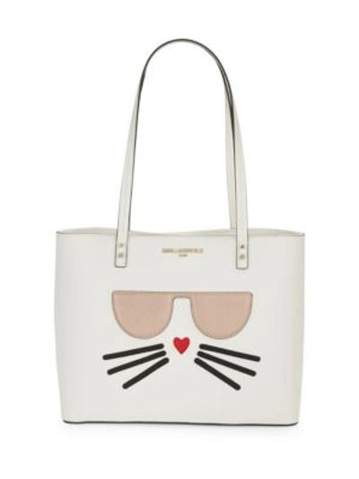 Karl Lagerfeld Cat Face Tote In White