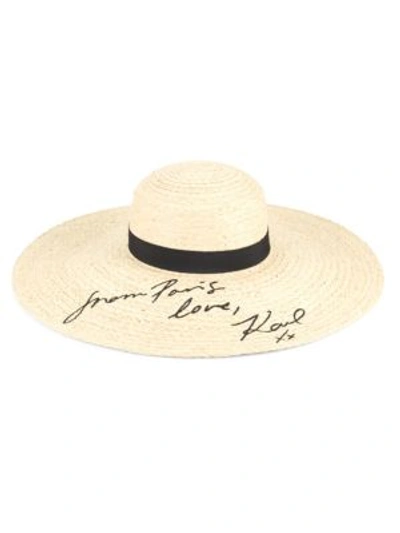 Karl Lagerfeld Woven Straw Sun Hat In Natural