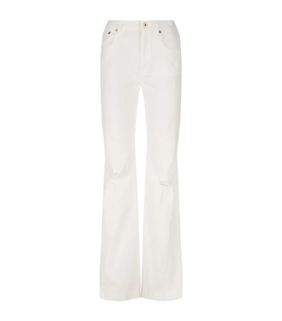 Roberto Cavalli Flared Distressed Jeans In White