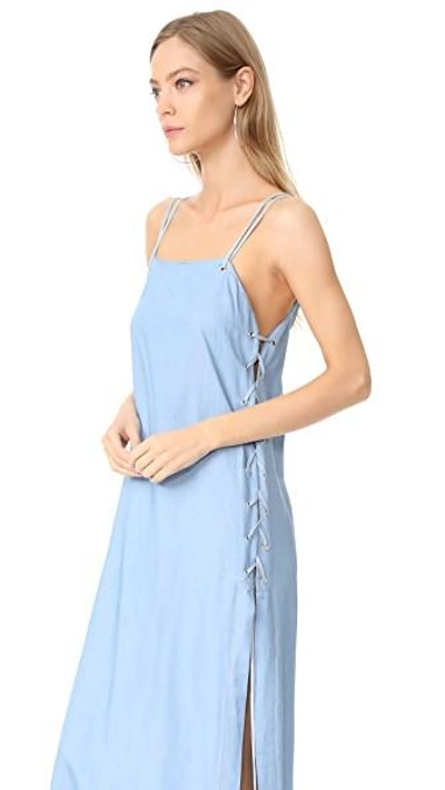 NEW JONATHAN SIMKHAI CHAMBRAY DENIM LACE-UP DRESS COVER-UP (BLUE COMBO) L |  eBay