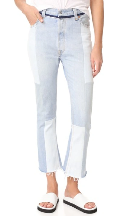 Re/done Seamed High Rise Flare Jeans In No Destruction