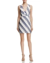MILLY Diagonal Stripe Cross Back Mini Dress,2517404NAVY/WHITE