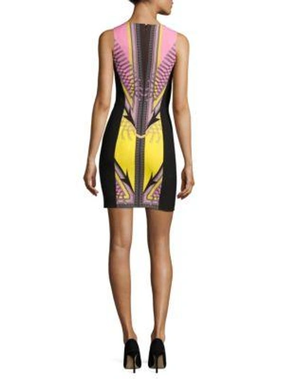 Shop Versace V-neck Bodycon Dress In Pink