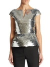 OSCAR DE LA RENTA SEQUIN EMBELLISHED TOP