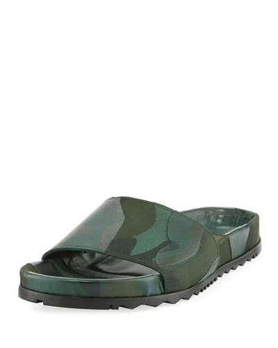 Valentino Garavani Men's Camo Sport Slide Sandal, Green