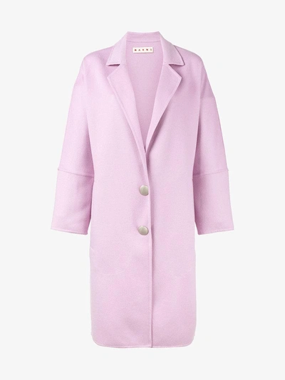 Shop Marni Pink Belted Alpaca Coat In Pink & Purple