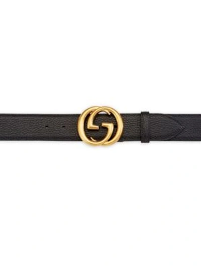 Gucci Interlocking Gg Reversible Leather Belt In Black