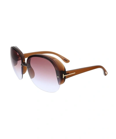 Tom Ford Ft0458 48z Marine Round Brown Sunglasses