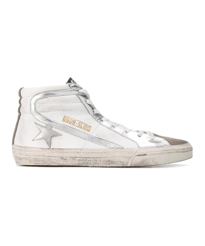 Golden Goose Men&#39;s  Silver/white Leather Hi Top Sneakers'