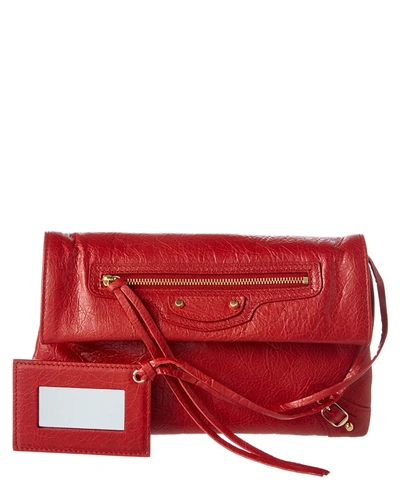 Balenciaga Classic Gold Mini Envelope Leather Crossbody' In Red