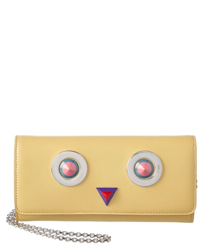 Fendi Round Eyes Leather Continental Chain Wallet' In Yellow