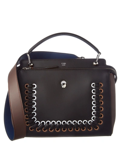 Fendi Dotcom Two Tone Leather Satchel' In Black/brown