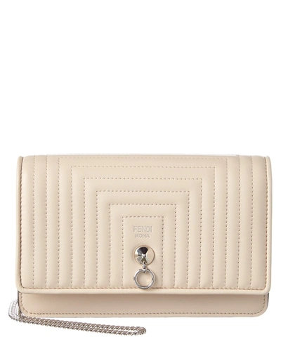 Fendi Dotcom Quilted Leather  Wallet On Chain' In Pink