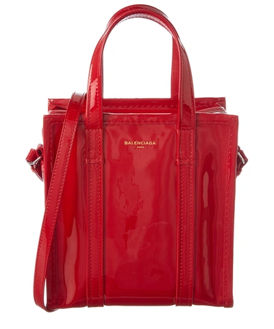 Balenciaga Bazar Xs Leather Shopper' In Red