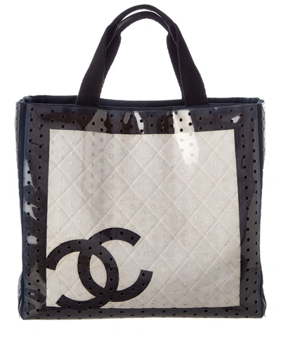 Chanel Black And White Perforated Vinyl Cruise Sport Tote' In Black Multi