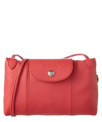 Longchamp Le Pliage Cuir Leather Crossbody In Peony