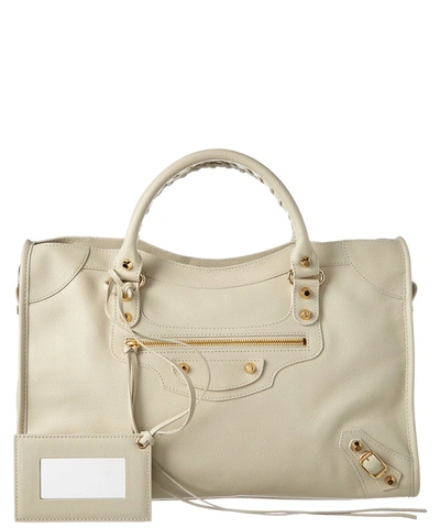 Balenciaga Classic Gold City Leather Shoulder Bag' In White
