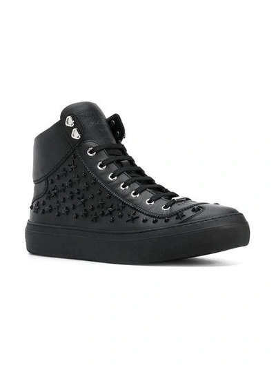 Jimmy Choo Argyle Black Sport Calf High Top Trainers With Mixed Stars ...