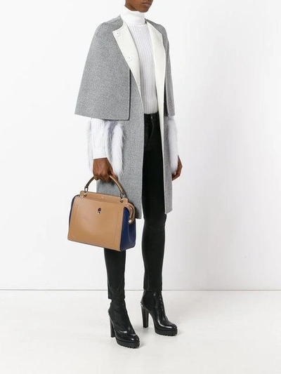 Shop Fendi Color Block Dotcom Tote - Neutrals