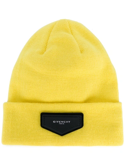 Givenchy Patch Beanie Knitted In Yellow