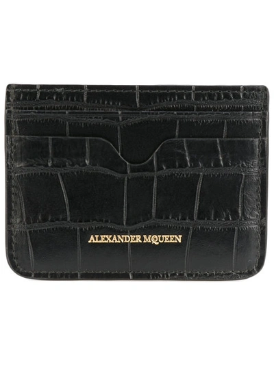 Alexander Mcqueen Black Crocodile-effect Leather Card Holder