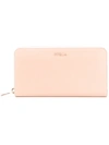 FURLA zip around grained wallet,LEATHER100%