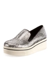 STELLA MCCARTNEY BINX CRACKLED METALLIC SNEAKER, PALLADIO/BLACK, PALLADIO BLK/BLK