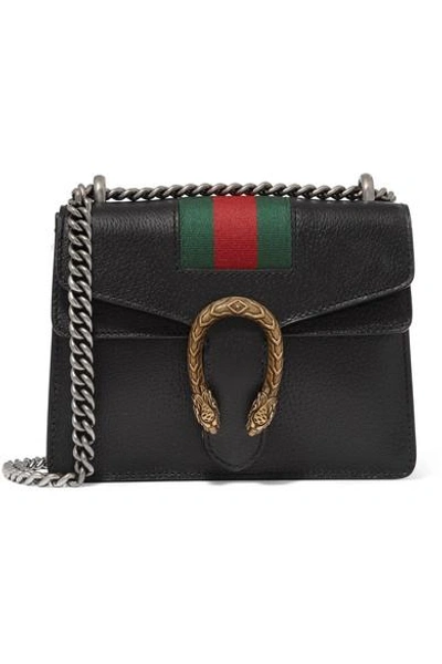 Shop Gucci Dionysus Mini Textured-leather Shoulder Bag In Black