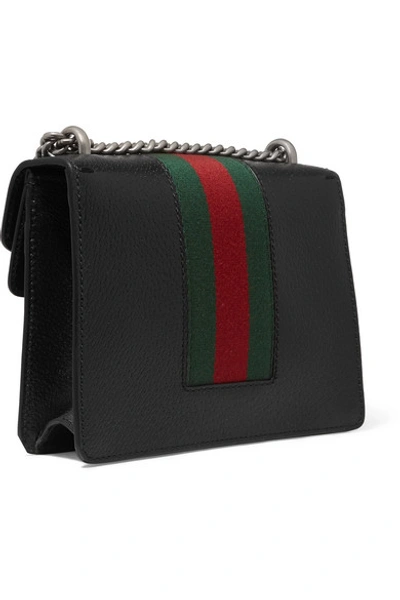 Shop Gucci Dionysus Mini Textured-leather Shoulder Bag In Black