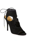 Aquazzura Sexy Thing Cutout Suede Tie-back Sandals In Black