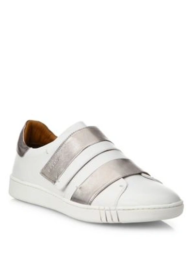 Bally Willet Leather Grip-tape Sneakers In White Silver