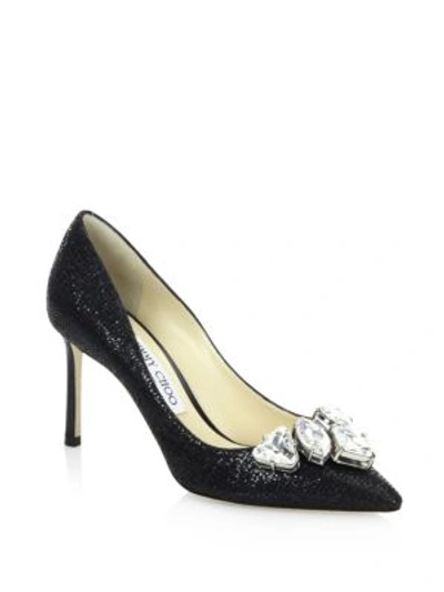 Shop Jimmy Choo Marvel 85 Gfi Crystal-embellished Pumps In Black Crystal