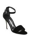 MANOLO BLAHNIK Tressa 105 Velvet Ankle-Strap Sandals