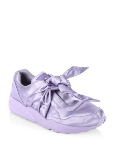 Shop Puma Fenty  X Rihanna Satin Bow Sneakers In Sweet Lavender