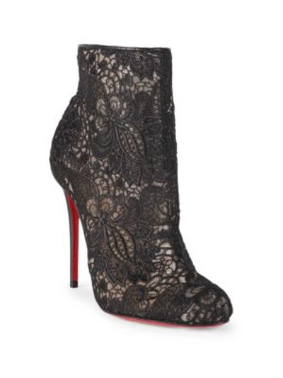 Shop Christian Louboutin Miss Tennis 100 Guipure Lace Booties In Black